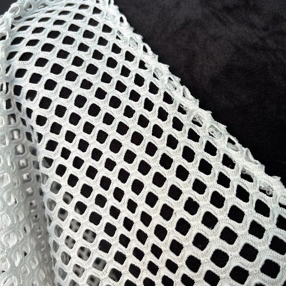 Ana & Rose Crocheted mid length swim coverup, Pom Pom edge detail,see thru OS - Picture 2 of 9